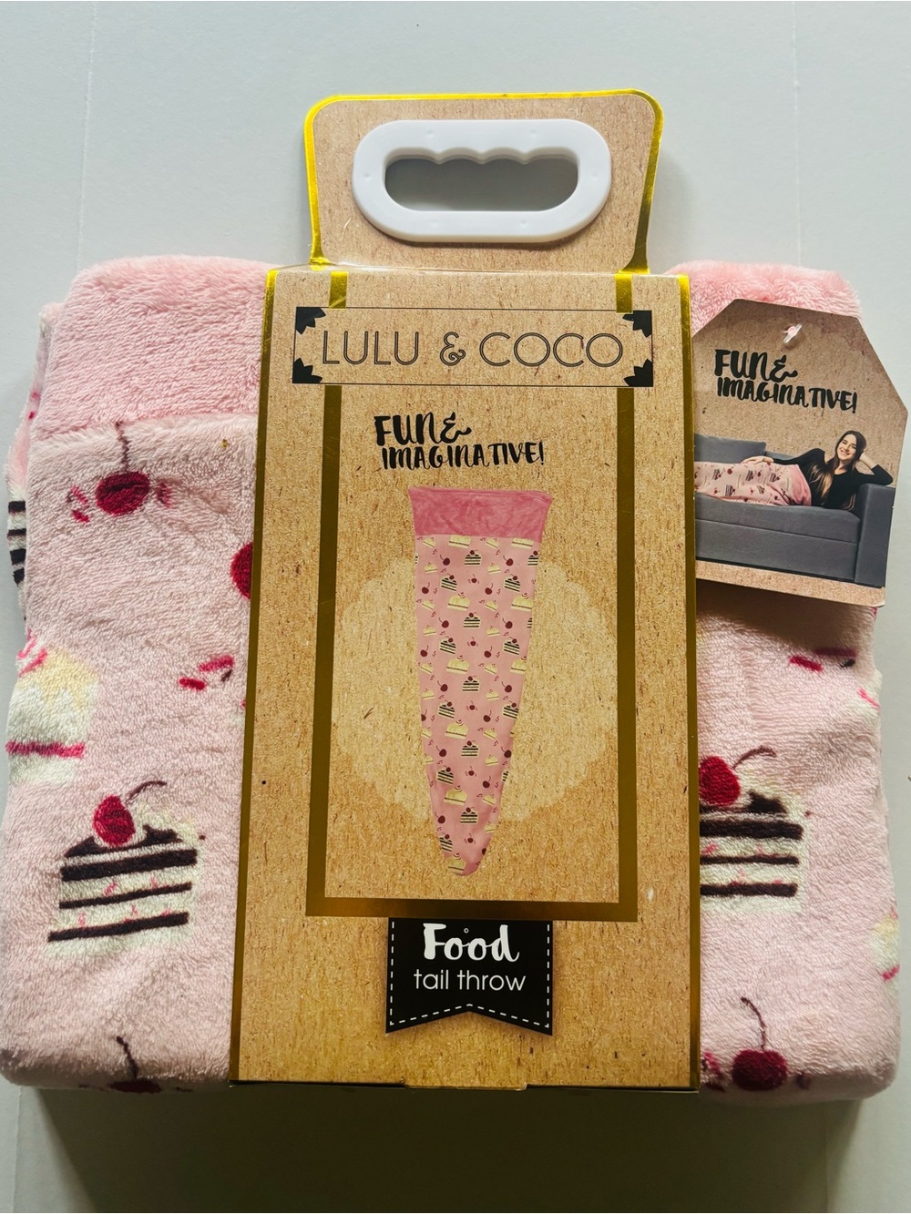 Pink Cherry Cake Food Tail Throw - Soft Plush Blanket